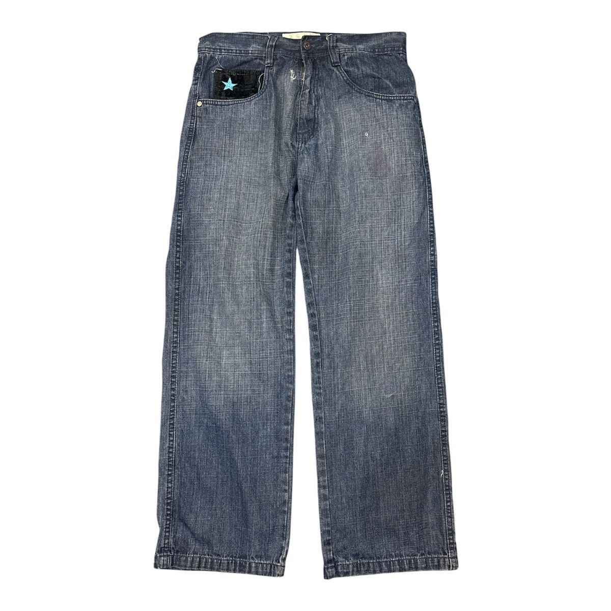 Japanese Brand Y2K Baggy Denim Jeans Airborne Military Patch Wide Leg Size US 32 / EU 48 - 2 Thumbnail