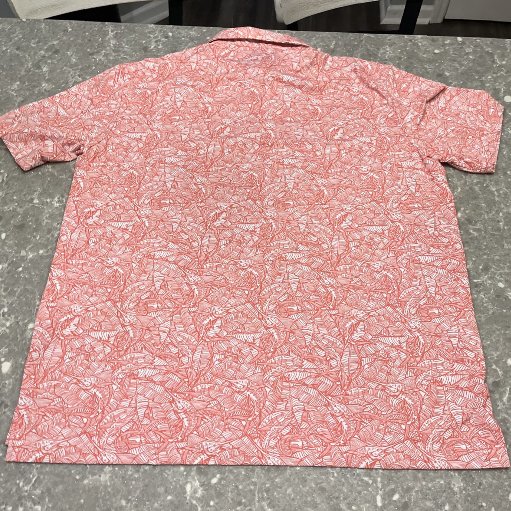 Vintage Scales Polo Shirt Mens XL Orange AOP Printed Golf Performance Stretch Shirt Size US XL / EU 56 / 4 - 7 Thumbnail