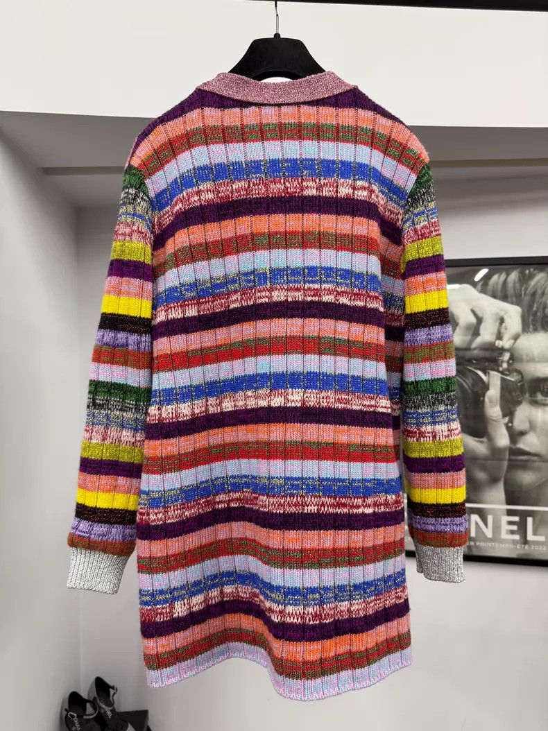 Gucci Gucci Colorful gold line striped double-sided cardigan coa Size XS / US 0-2 / IT 36-38 - 3 Thumbnail