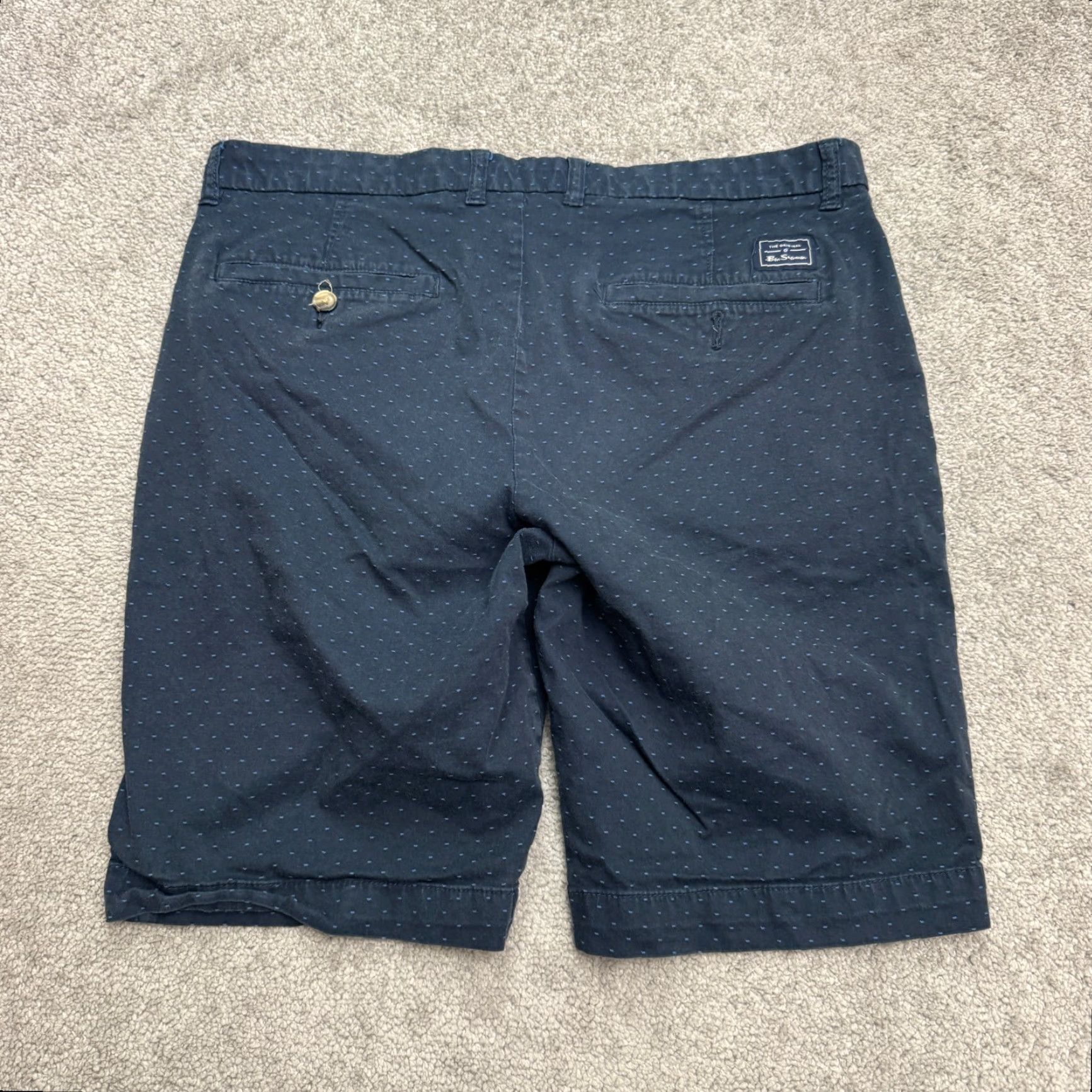 Ben Sherman Ben Sherman Polka Dot Chino Shorts Mens 34 Navy Blue Cotton Flat Front Casual Size US 34 / EU 50 - 2 Thumbnail