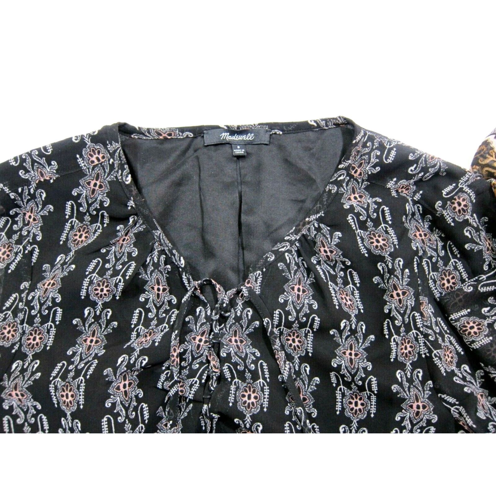 Madewell Madewell Satin Black Pink Paisley Drop Waist Tunic Long Sleeve Dress Women 8 Size M / US 6-8 / IT 42-44 - 4 Thumbnail