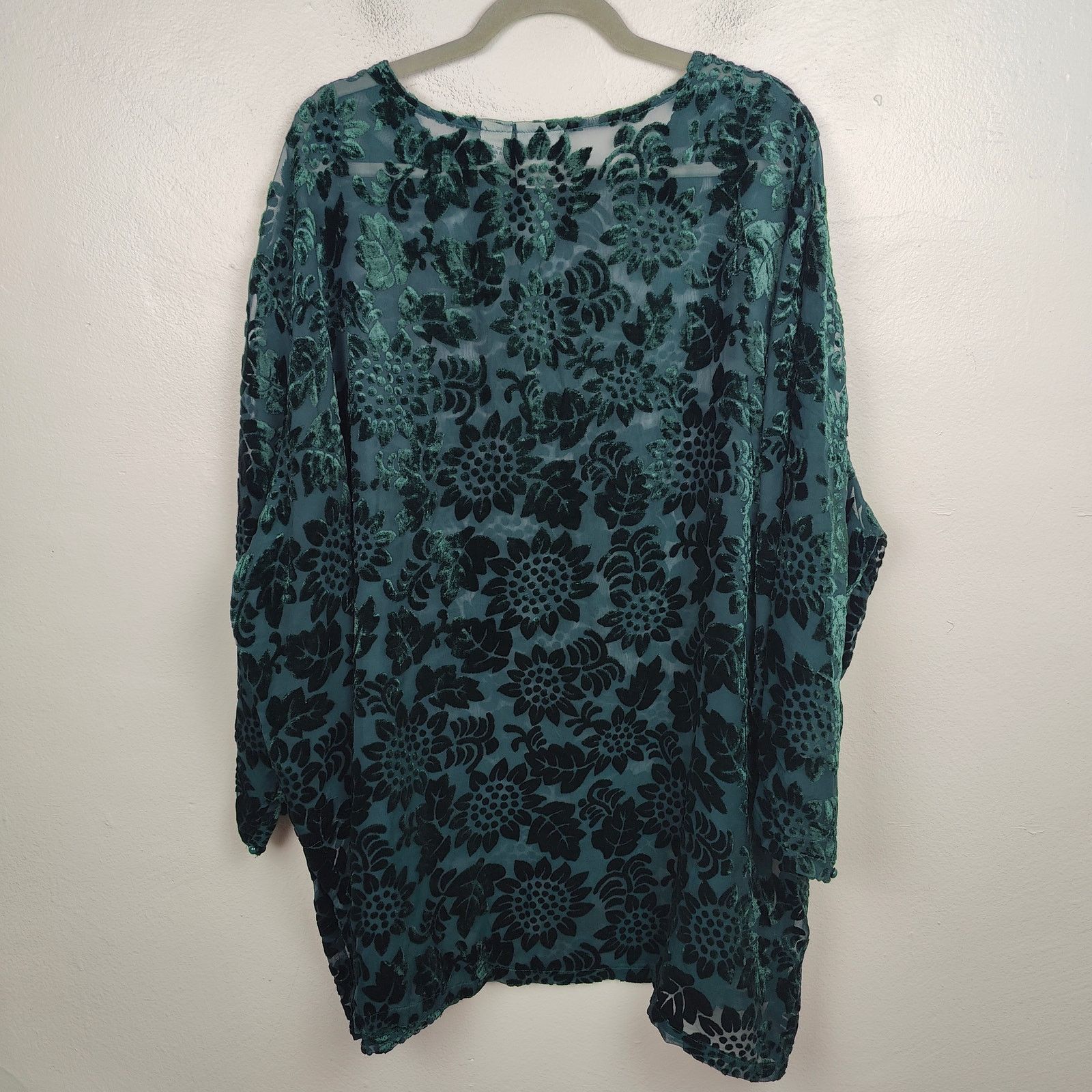 Other Vintage Katy D Velvet Burnout Top Womens 22-24 Green Size 4XL / US 24-26 - 5 Thumbnail