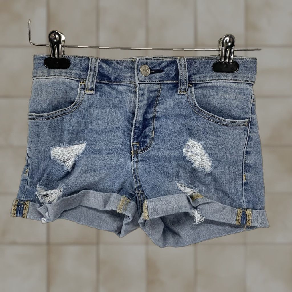 Pacsun PacSun Shorts Denim 24 Blue Distressed Shortie Cut Off Super Stretch Size 42" / US 20 - 1 Thumbnail