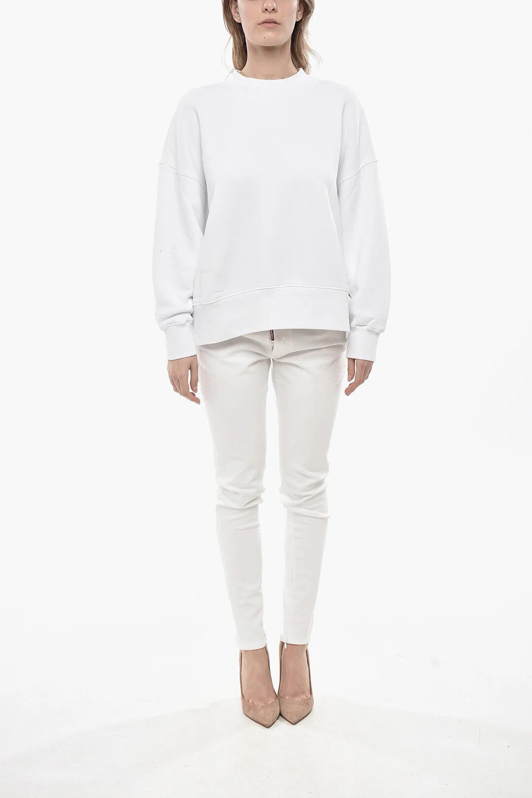 Palm Angels og1mm0326 Brushed Cotton Crewneck Sweatshirt in White Size M / US 6-8 / IT 42-44 - 4 Thumbnail