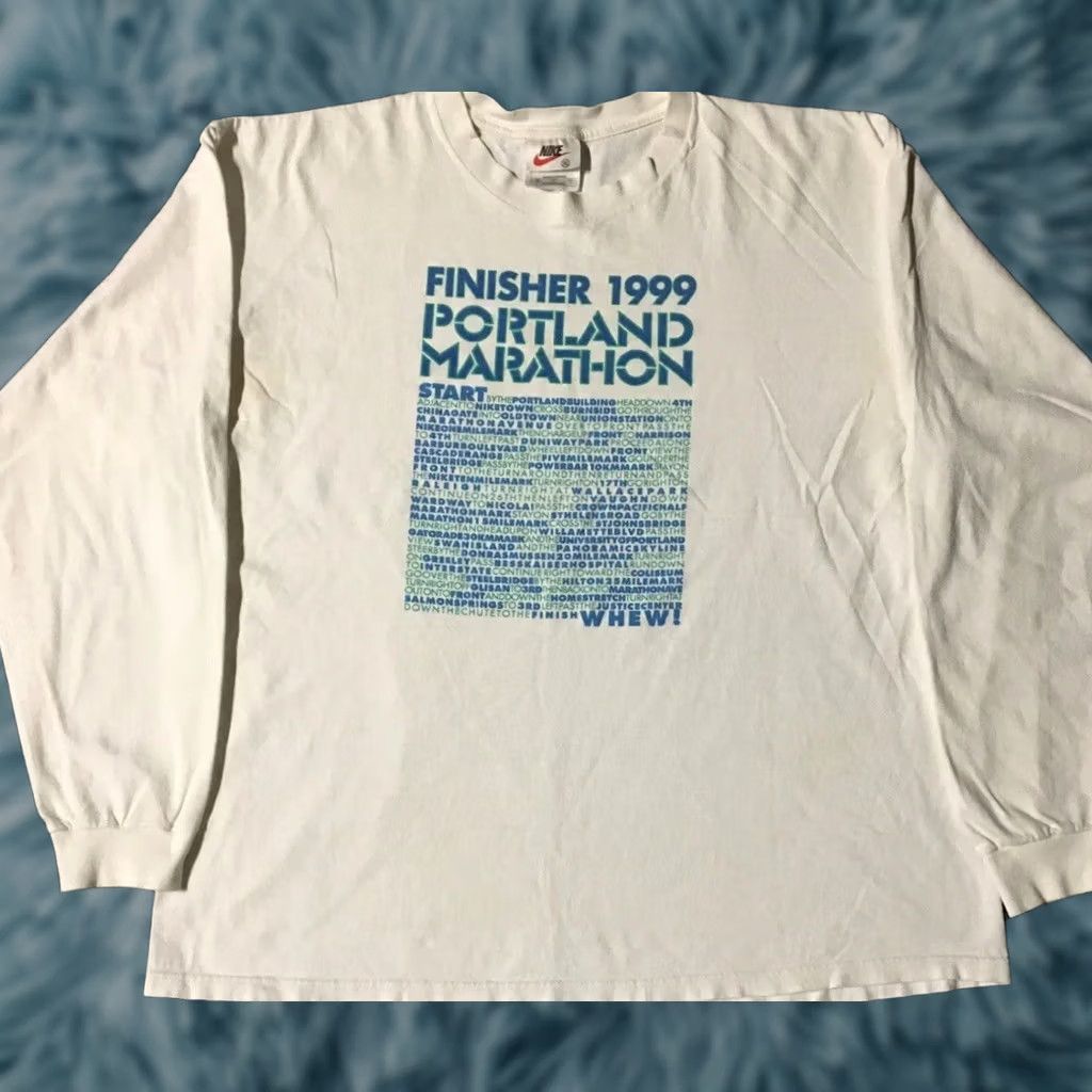 Vintage VINTAGE Nike Portland Finisher Faded Marathon Shirt XL White Nike Running T-Shirt Mens 90s Grunge Track & Field Boxing Sports Retro Size US XL / EU 56 / 4 - 1 Thumbnail
