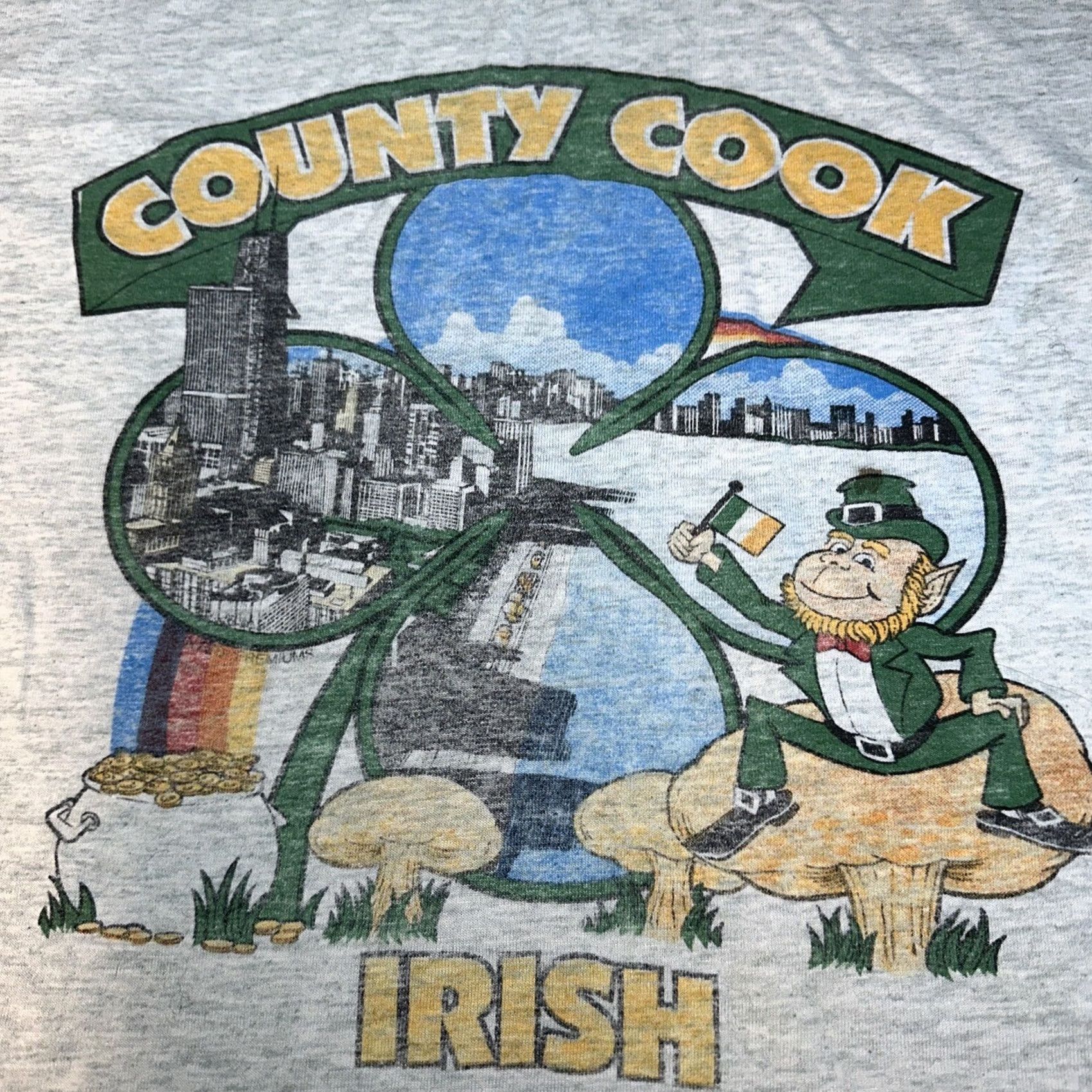 Fruit Of The Loom VINTAGE Fruit of the Loom T-Shirt USA Cook County St. Patrick’s Day XL Men Gray Size US XL / EU 56 / 4 - 2 Thumbnail