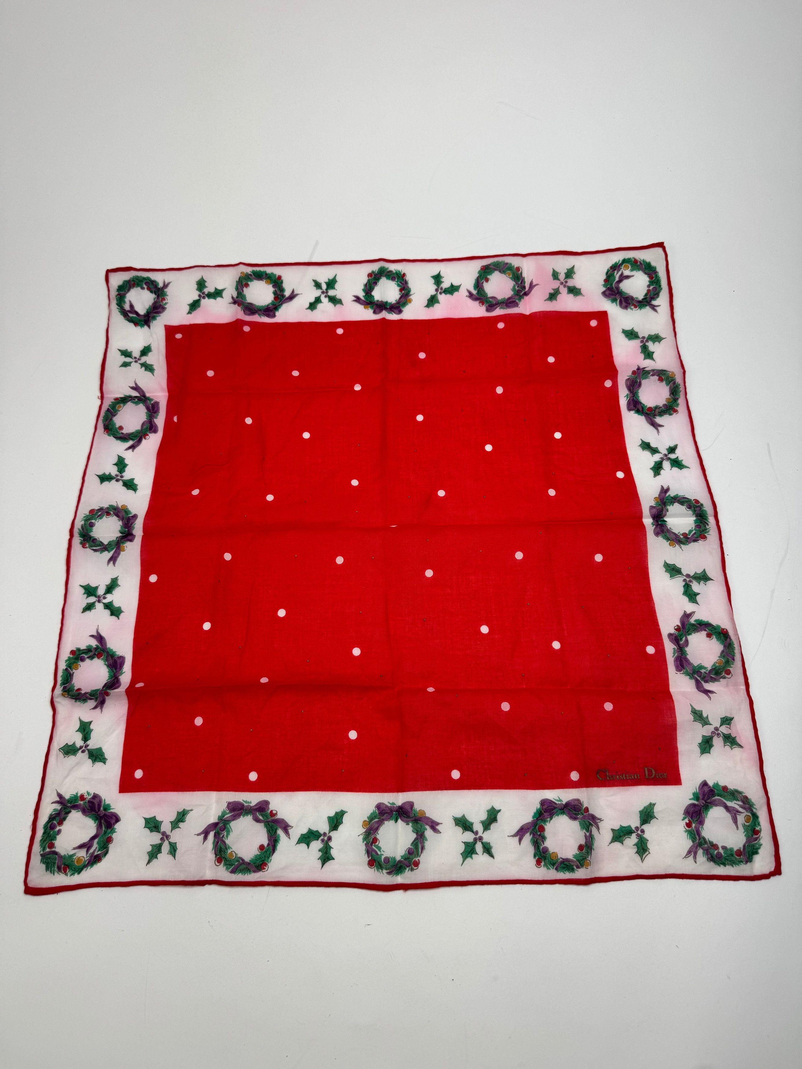 Dior Vintage Scarf Red White Christmas Size ONE SIZE - 1 Thumbnail
