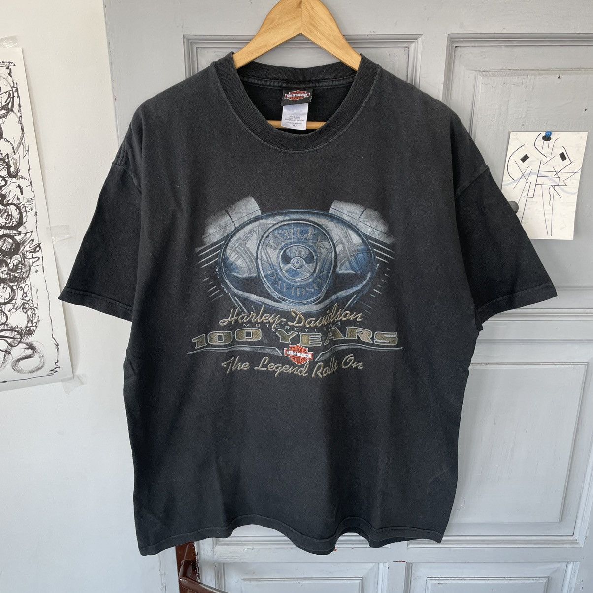 Harley Davidson × Vintage Vintage 90’s Harley Davidson 100 Years T-shirt Size US XL / EU 56 / 4 - 4 Thumbnail