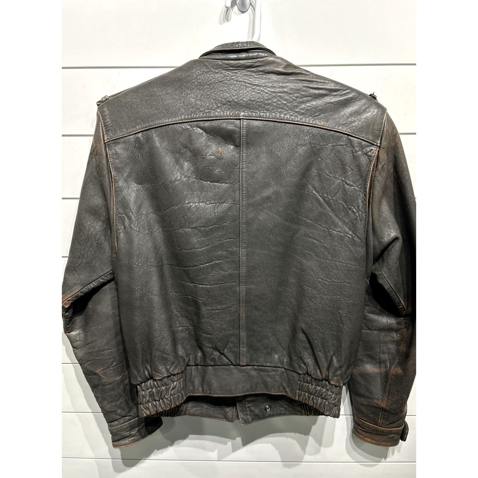 Ben Sherman VINTAGE Bermans Leather Bomber Jacket Mens Small Gray Motorcycle Style Size US S / EU 44-46 / 1 - 5 Thumbnail