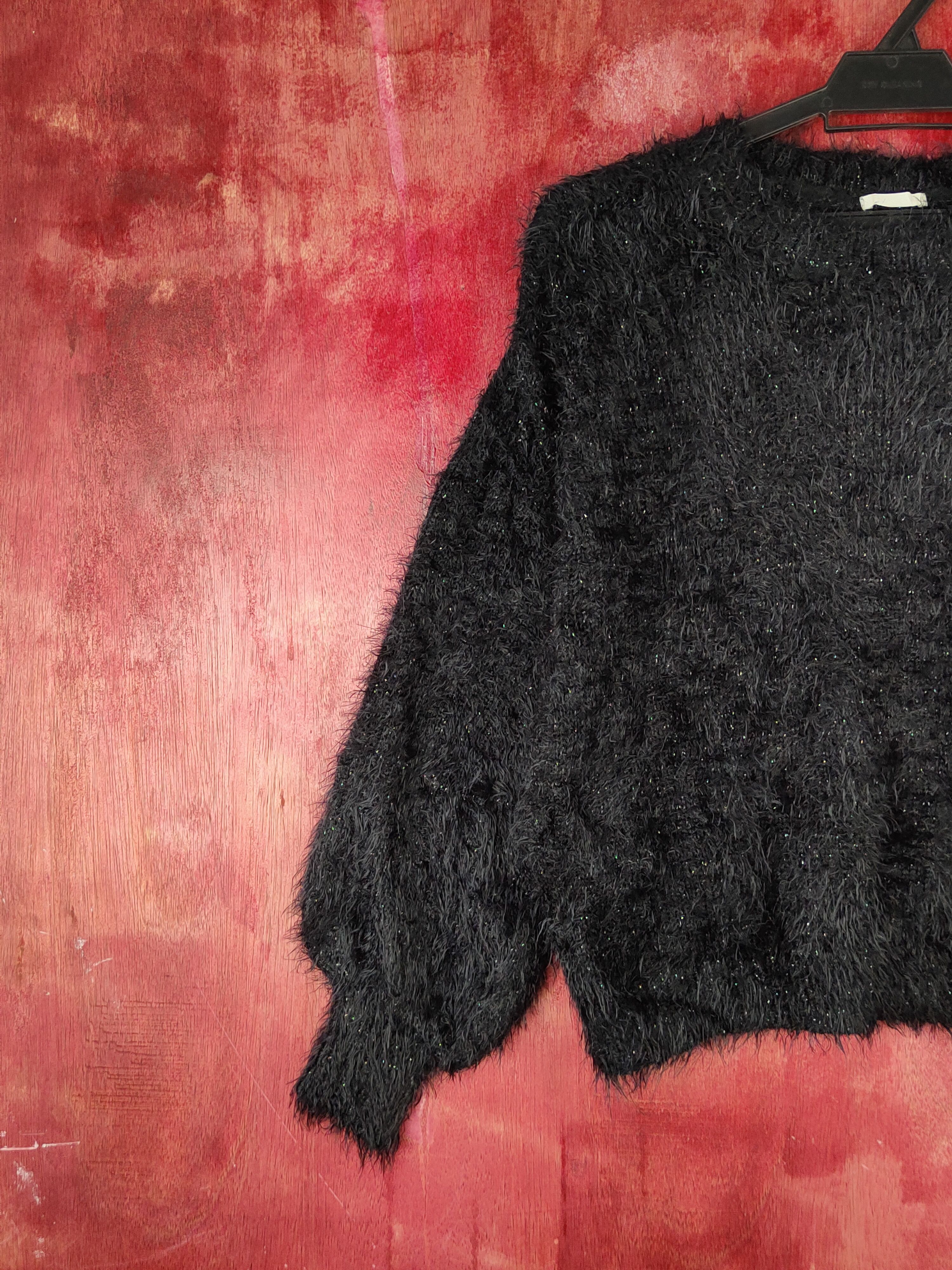 GU GU Black Shag Shaggy Fur Mohair Knitwear #S1890 Size S / US 4 / IT 40 - 3 Thumbnail