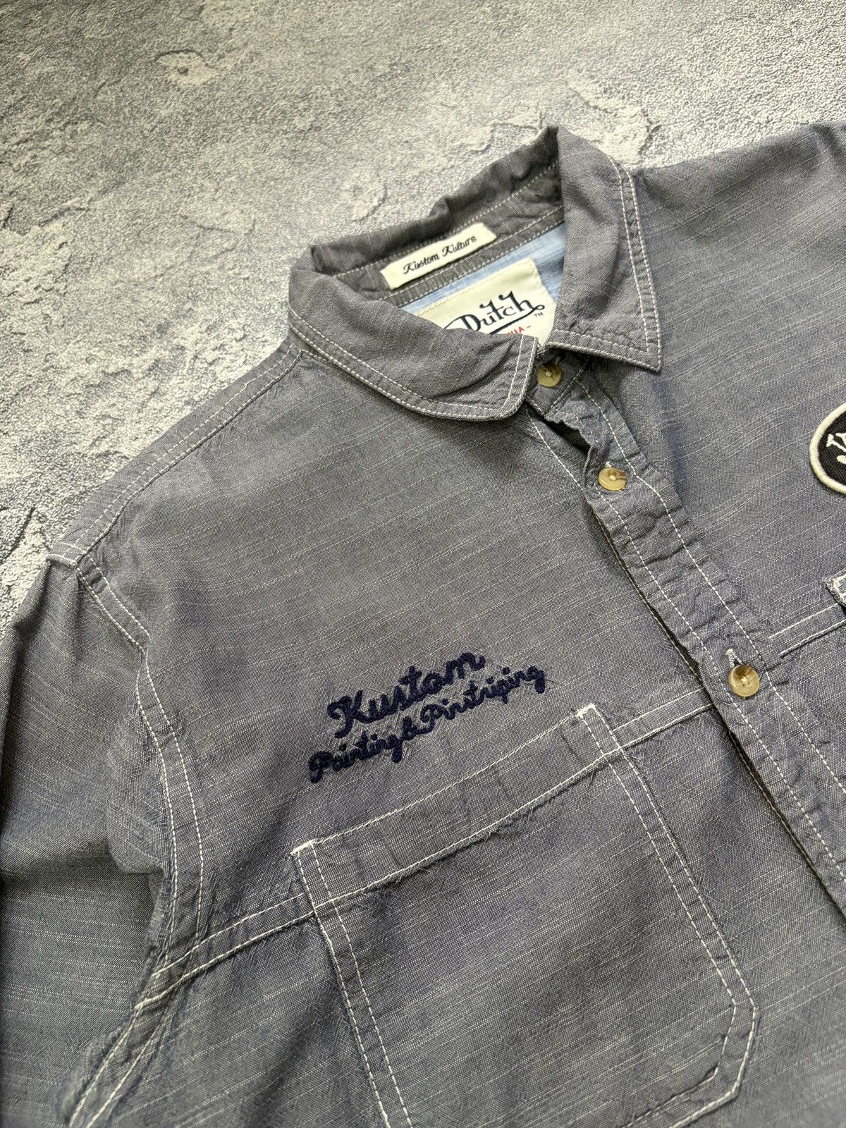 Von Dutch Von Dutch Kustom Kulture Shirt Grey Chambray Motorcycle XL Size US XL / EU 56 / 4 - 8 Thumbnail