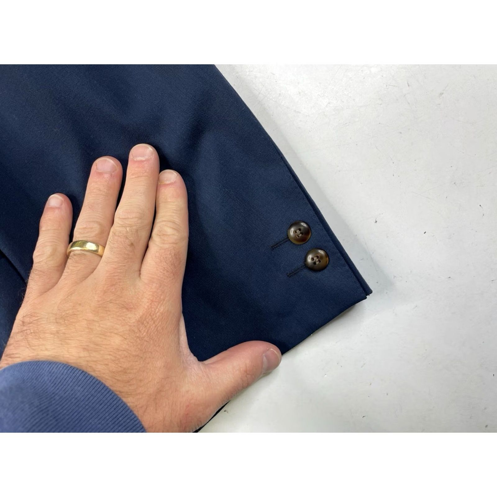 Canali Canali Blazer Men 44L Blue Wool Nylon Double-Breasted Six-Button Peak Lapel Jacket Coat Italy Size 44R - 6 Thumbnail