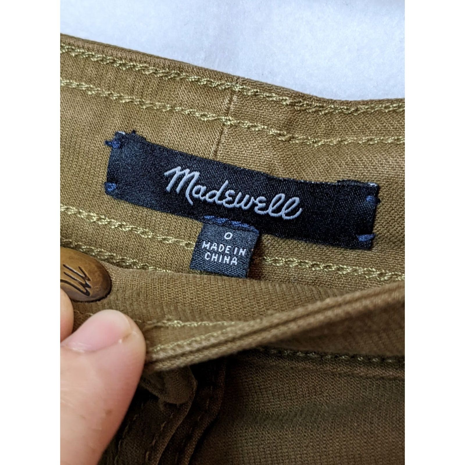 Madewell Madewell Skirt Button Front Mini Women's Size 0 Olive Green Denim Cotton Blend Elastane Casual Short 0 Womens Bye Size 25" / US 0 / IT 36 - 2 Thumbnail