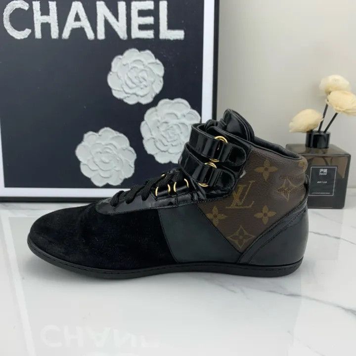 Louis Vuitton Louis Vuitton Black Logo High-Top Sneakers -2508 Size US 6.5 / EU 39-40 - 8 Thumbnail