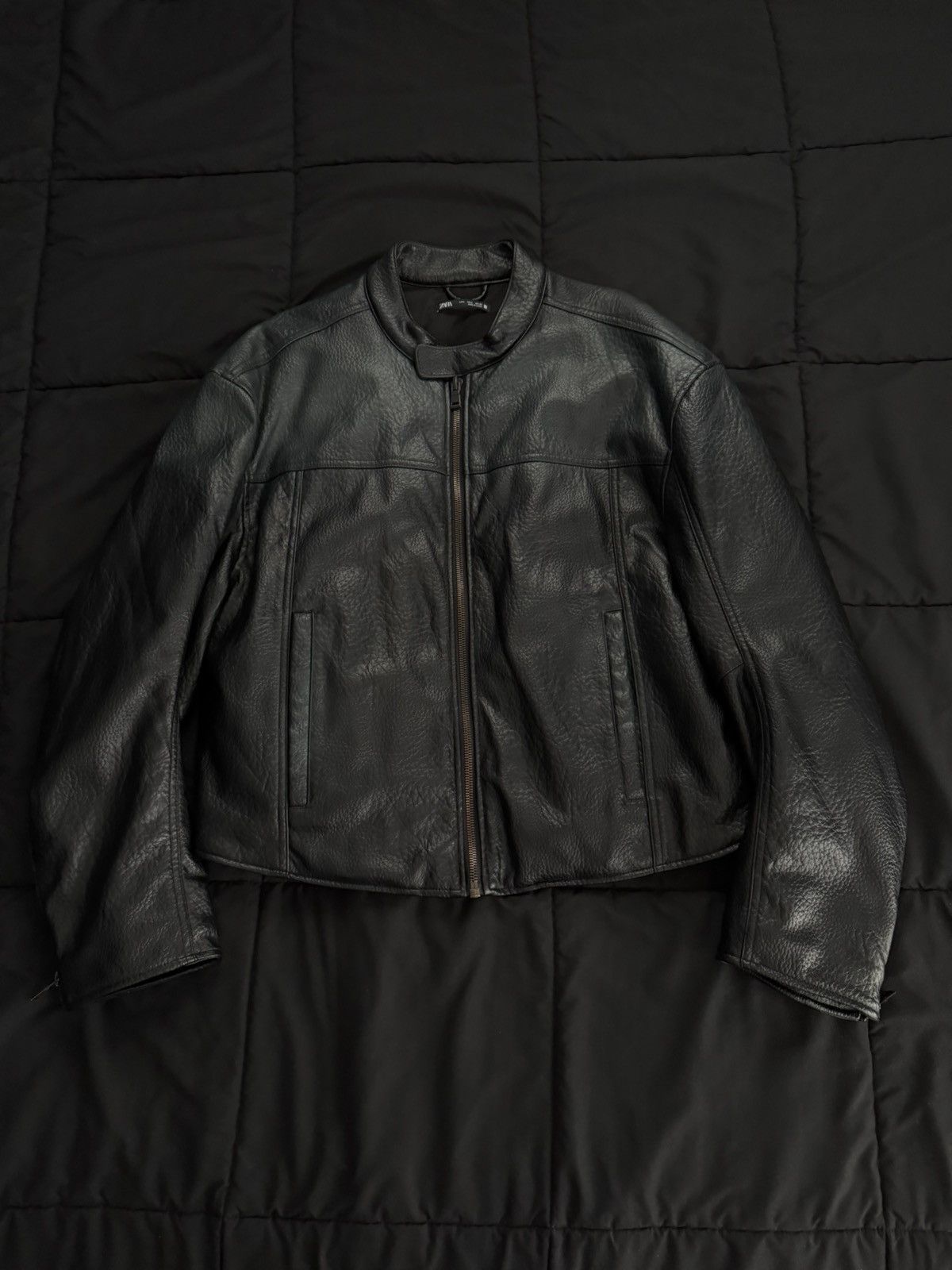 Zara Zara Black Bomber Leather Jacket Size US M / EU 48-50 / 2 - 1 Thumbnail