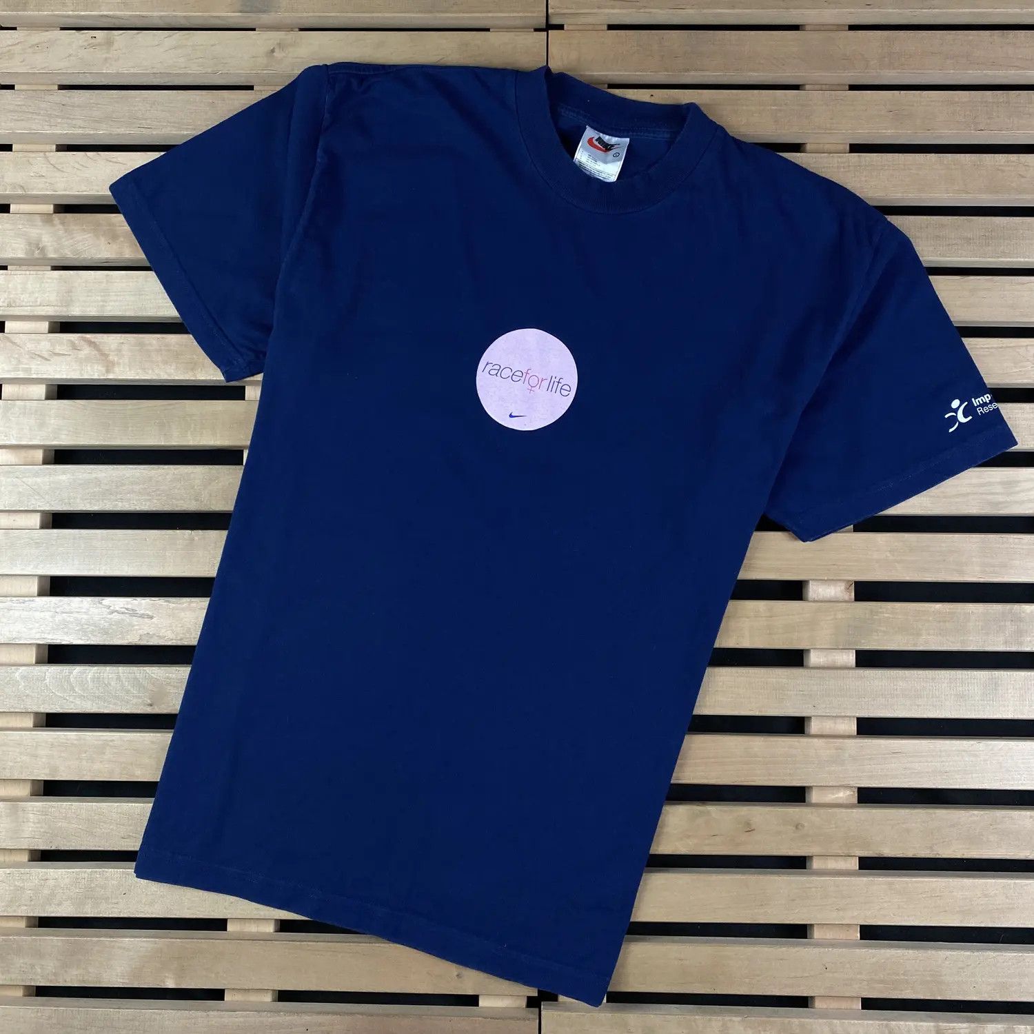 Mens T-Shirt Short Sleeve Nike Vintage Center Logo Size L