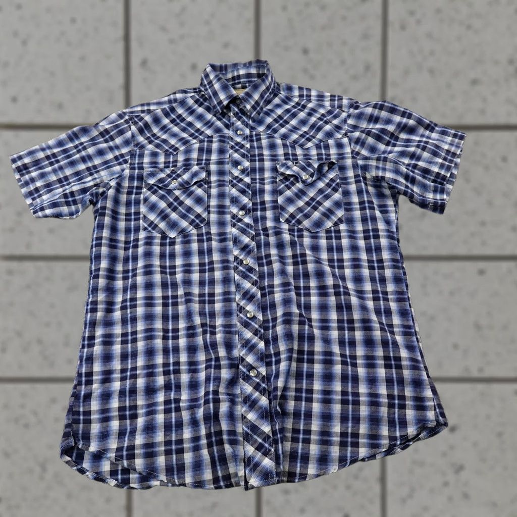 Wrangler Wrangler Shirt Mens L Blue Plaid Western Pearl Snap Up Short Sleeve Cowboy Rodeo Size US L / EU 52-54 / 3 - 1 Thumbnail