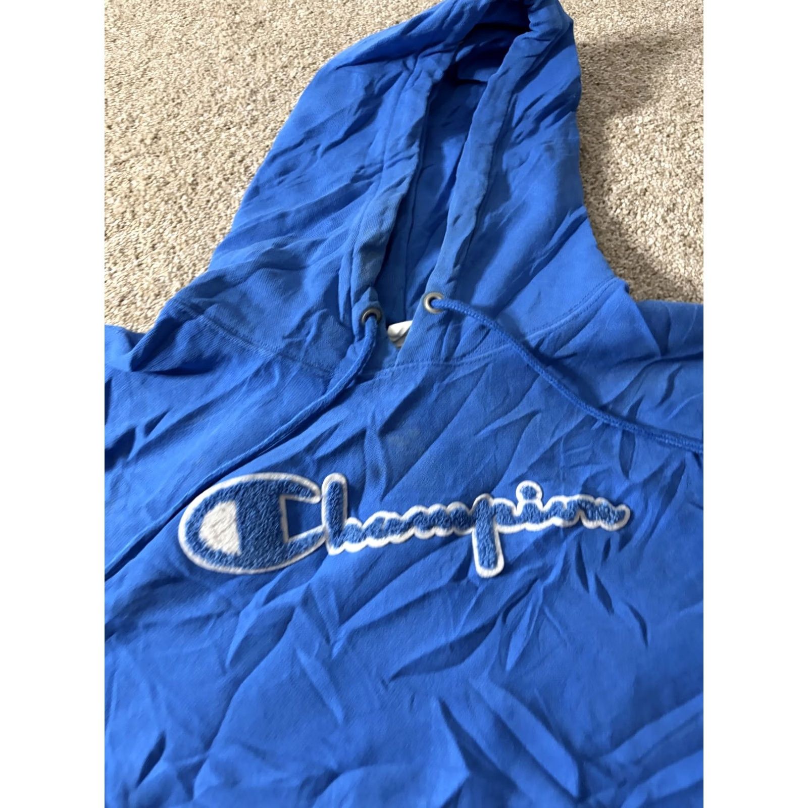 Champion Champion Hoodie Womens Small Blue Reverse Weave Cropped Fleece Logo Sweatshirt Size S / US 4 / IT 40 - 4 Thumbnail