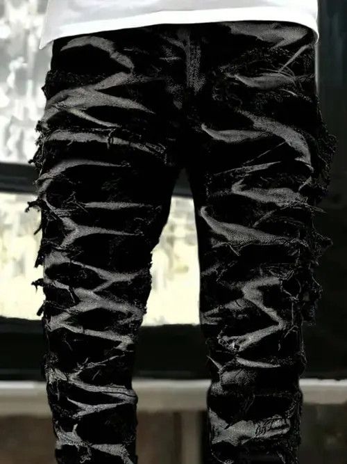 Japanese Brand × Vintage Washed Stacked Distressed Ripped Skinny Jeans Size US 32 / EU 48 - 2 Thumbnail