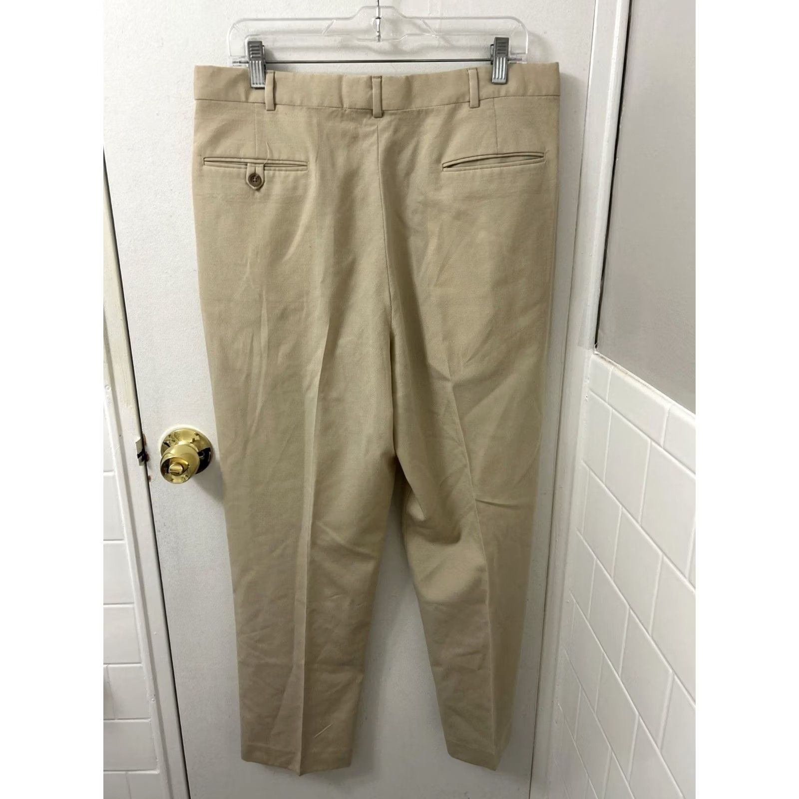 Lands' End VTG Lands' End Direct Merchants Pants Mens 34x29 Tan 100% Wool Chino Trousers Slim? Classic? Wait: ensure original words only. Size US 36 / EU 52 - 6 Thumbnail