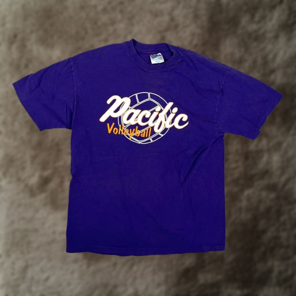 Hanes VINTAGE Hanes Beefy-T T-Shirt Mens Large Purple Pacific Volleyball Graphic 90s USA Shirt Sports Mens Regular Fit Short Sleeve Crew Neck Cotton Size US L / EU 52-54 / 3 - 1 Thumbnail