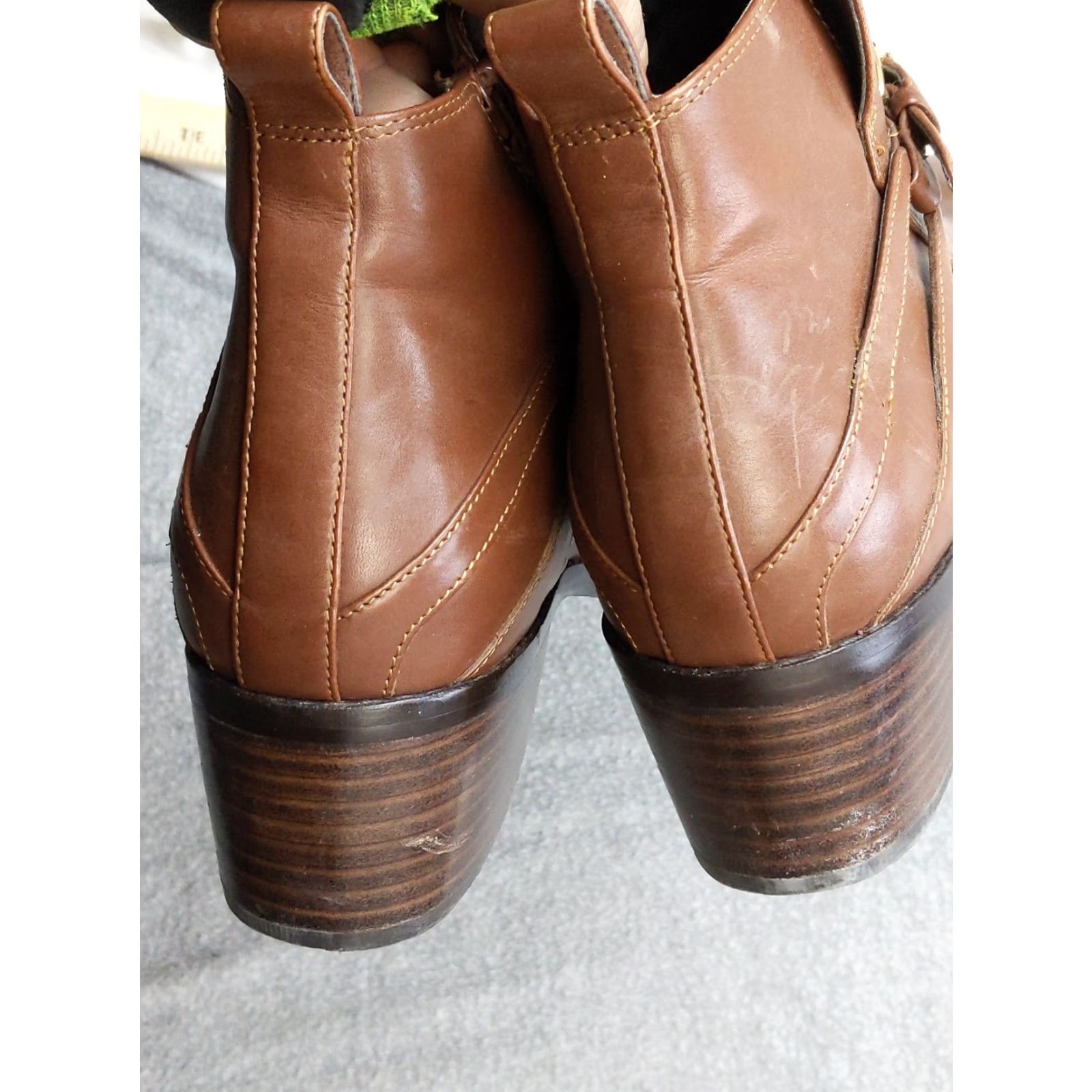 Cole Haan Cole Haan Boots Womens Size 9.5 Brown Leather Ankle Zip Buckle Booties Size US 10 / IT 40 - 5 Thumbnail