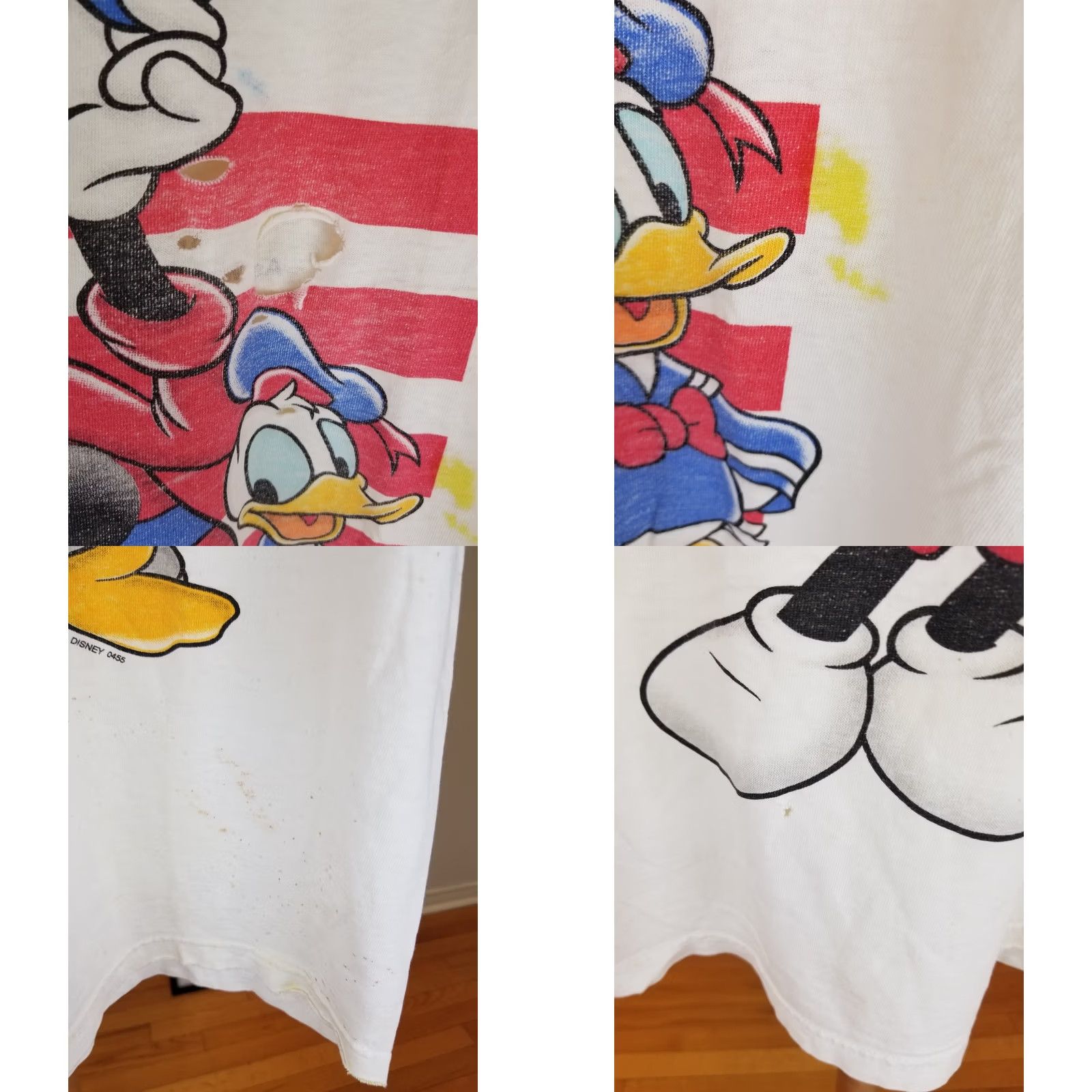 Vintage VINTAGE 90' MICKEY & FREINDS USA FLAG GOOFY DONALD DUCK PLUTO WORN T-SHIRT XL White Men Shirt XS? Size US XL / EU 56 / 4 - 8 Thumbnail
