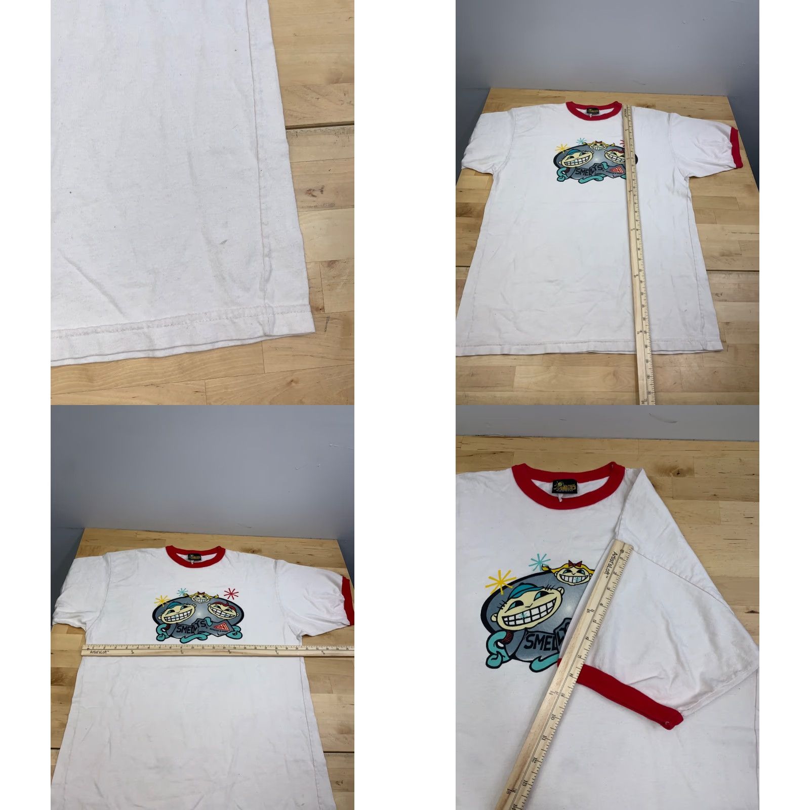 Vintage VINTAGE Smelly's Smell & Sniff Ringer Shirt Mens L White Cotton Graphic USA 12561 Mens T-Shirt Funny USA 80s 90s Size US L / EU 52-54 / 3 - 8 Thumbnail