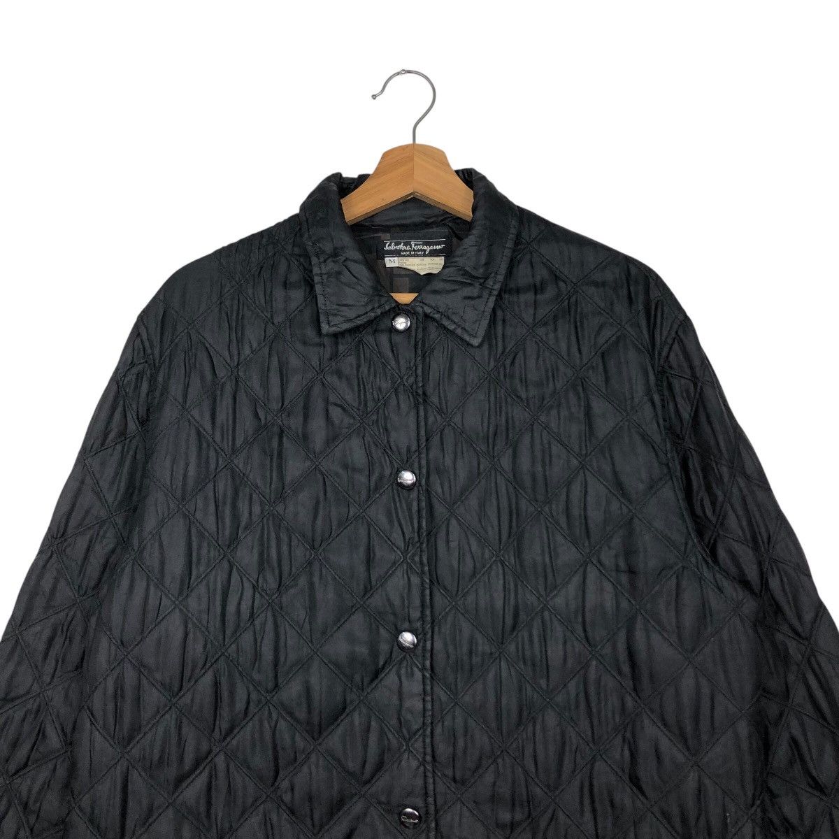 Vintage 📌Vintage Silk Jacket Button Quilted Salvatore Ferragamo Size US M / EU 48-50 / 2 - 4 Thumbnail