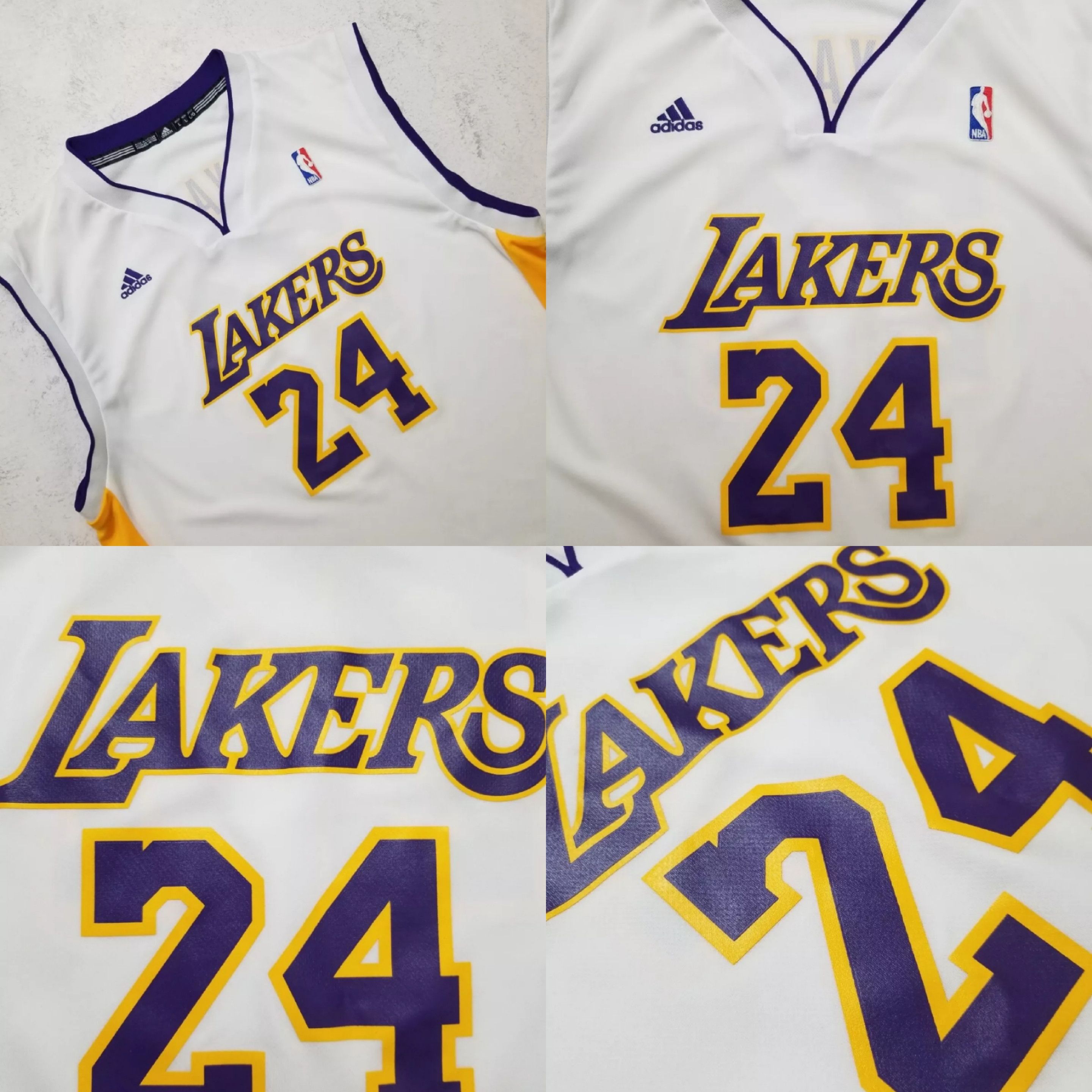 Adidas Los Angeles Lakers Kobe Bryant #24 Adidas NBA White Jersey Size US L / EU 52-54 / 3 - 7 Thumbnail