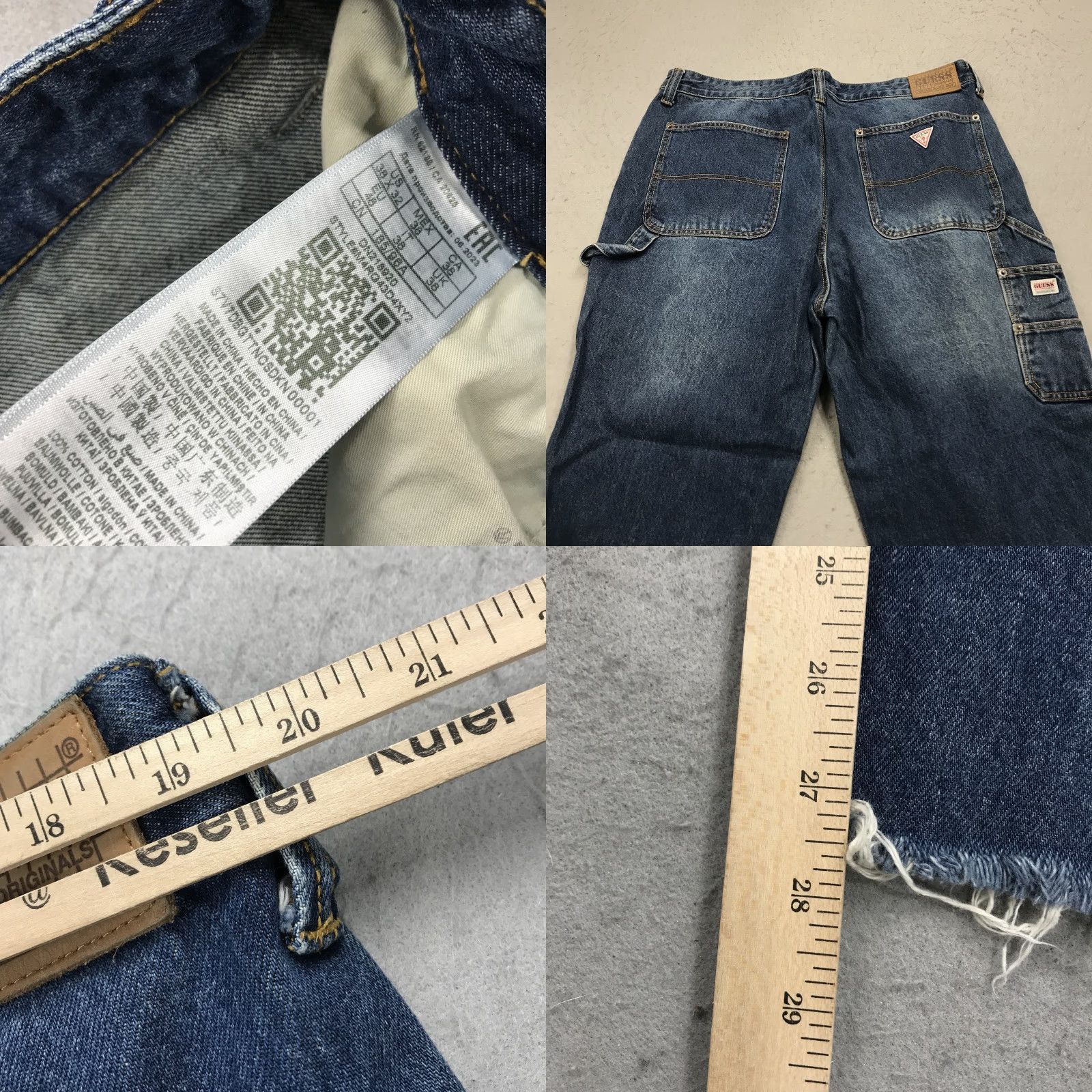 Guess VINTAGE GUESS Jeans Mens 38x28 Blue Carpenter Baggy Loose Denim Hip Hop 90s Mens Jeans Size US 38 / EU 54 - 8 Thumbnail