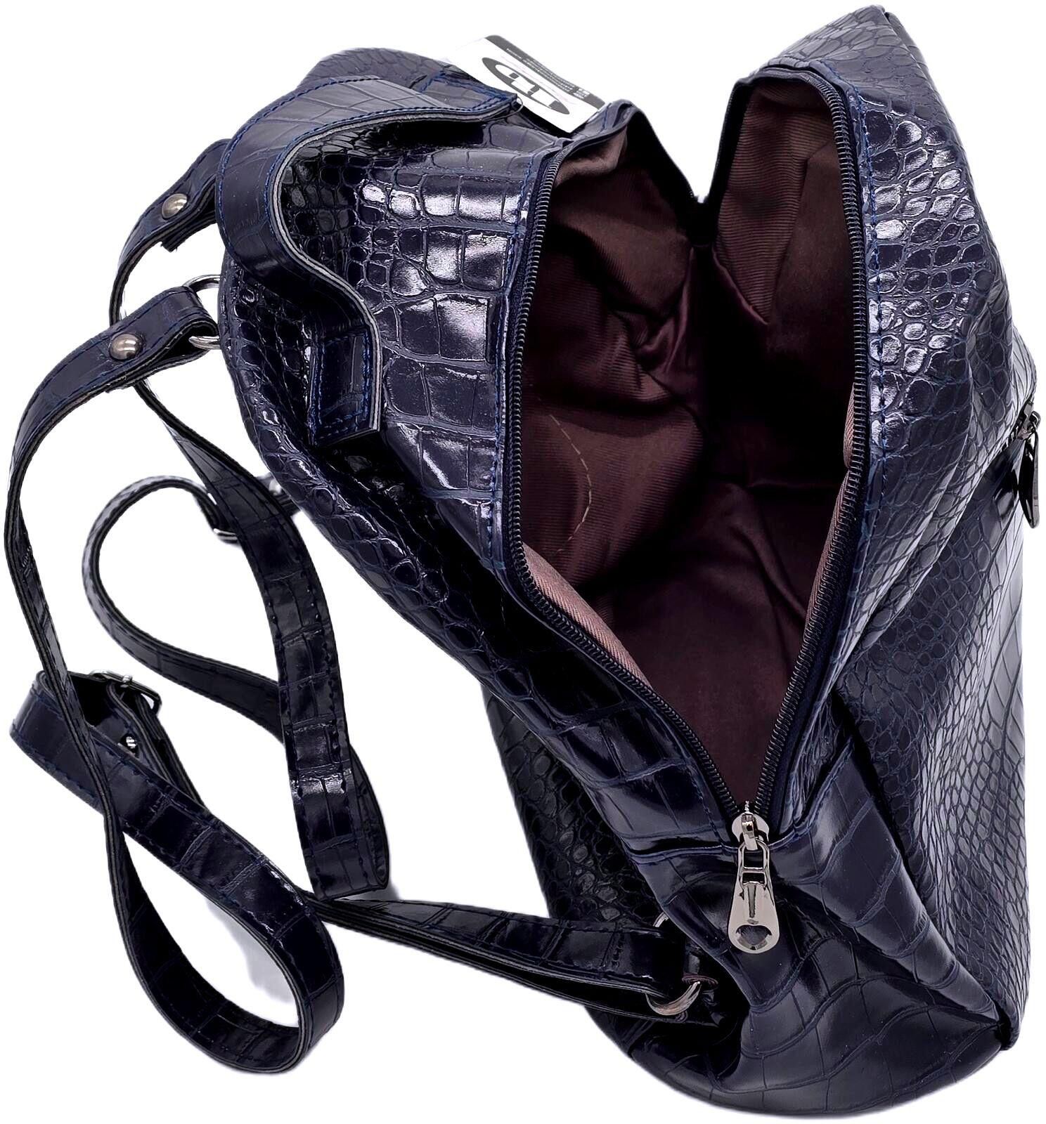 Other Housebags Navy Crocodile-Texture Faux Leather Backpack Size ONE SIZE - 8 Thumbnail