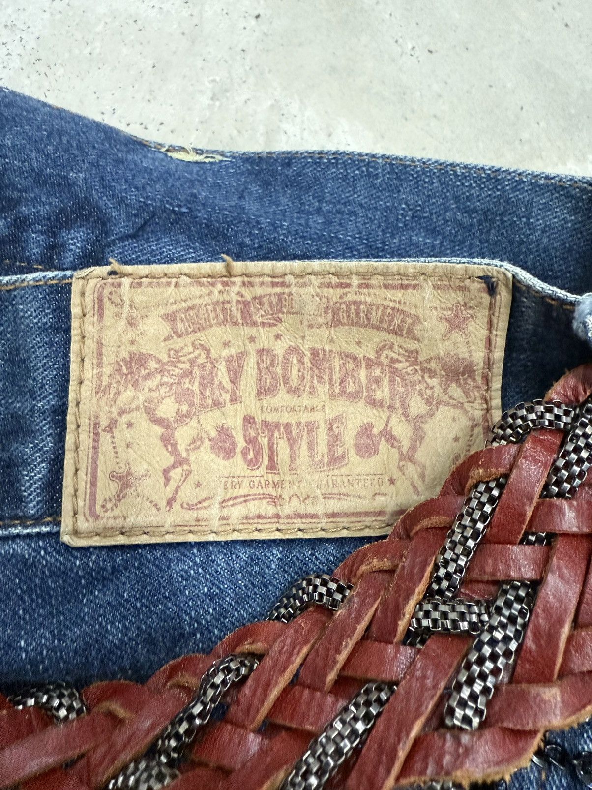 5351 POUR LES HOMMES × Japanese Brand × Le Grande Bleu (L.G.B.) Skybomber Japan Patchwork Painter Low Rise Flared Jeans Size US 30 / EU 46 - 20 Thumbnail