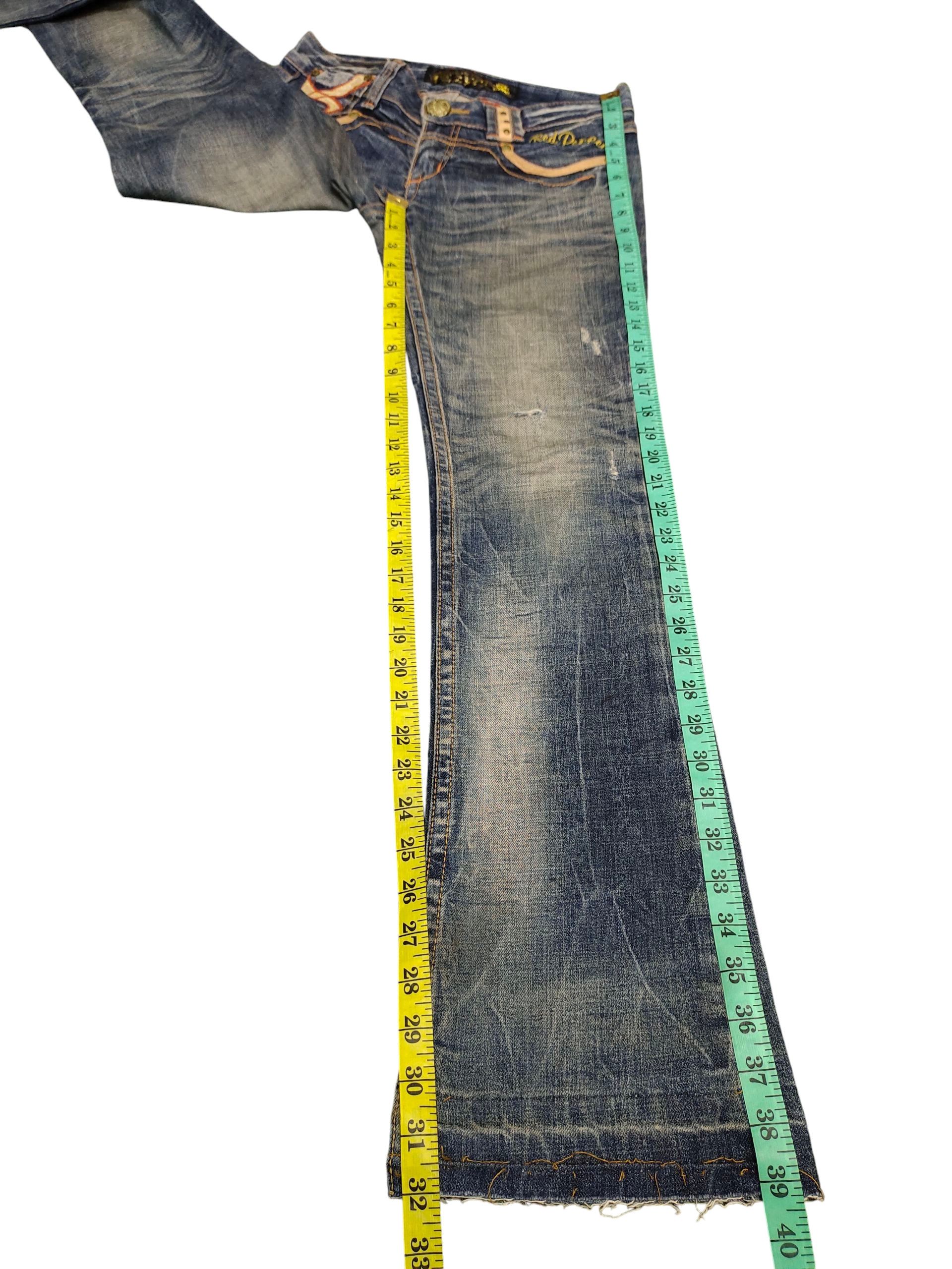 Le Grande Bleu (L.G.B.) Flare Jeans Red Pepper Embroid Distress Bootcut Low Rise Y2k Size US 27 - 20 Thumbnail