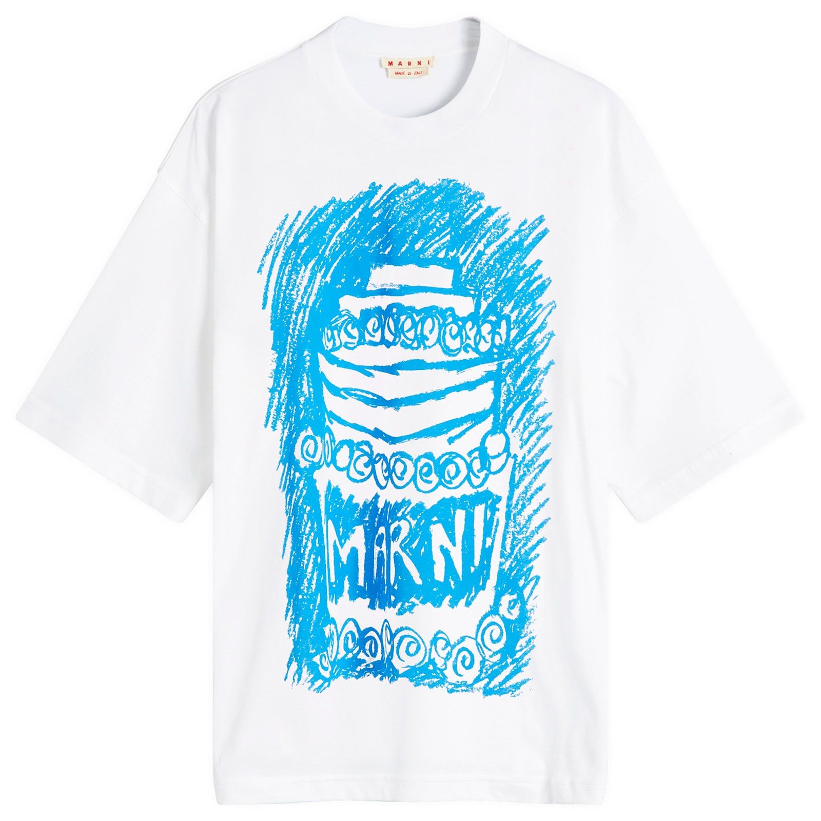 Marni o1f1d3z1125 Anniversary T-Shirt in White/Blue Size L / US 10 / IT 46 - 1 Thumbnail