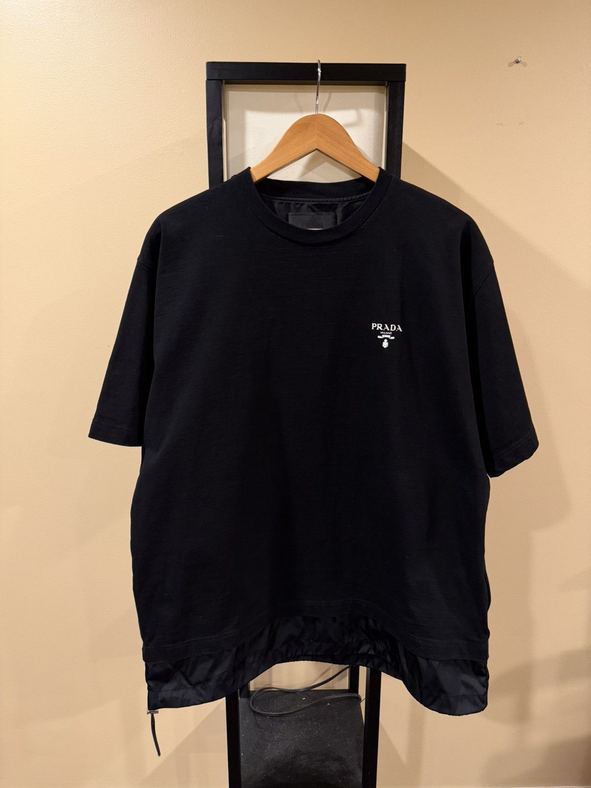 Prada Prada Jersey & Re-Nylon Logo Black T-Shirt Size US L / EU 52-54 / 3 - 1 Thumbnail
