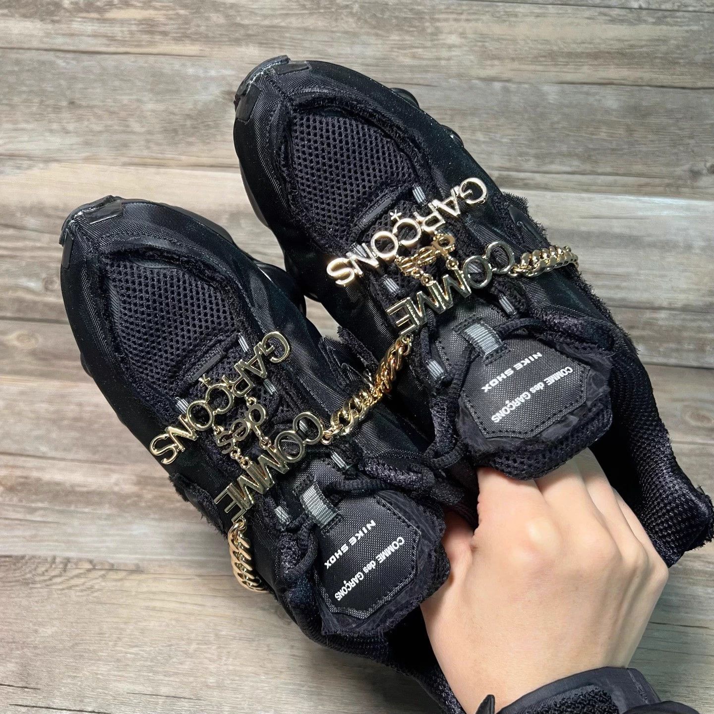 Nike Comme des Garcons Nike Shox TL Triple Black CJ0546-001 Size US 10 / EU 43 - 5 Thumbnail