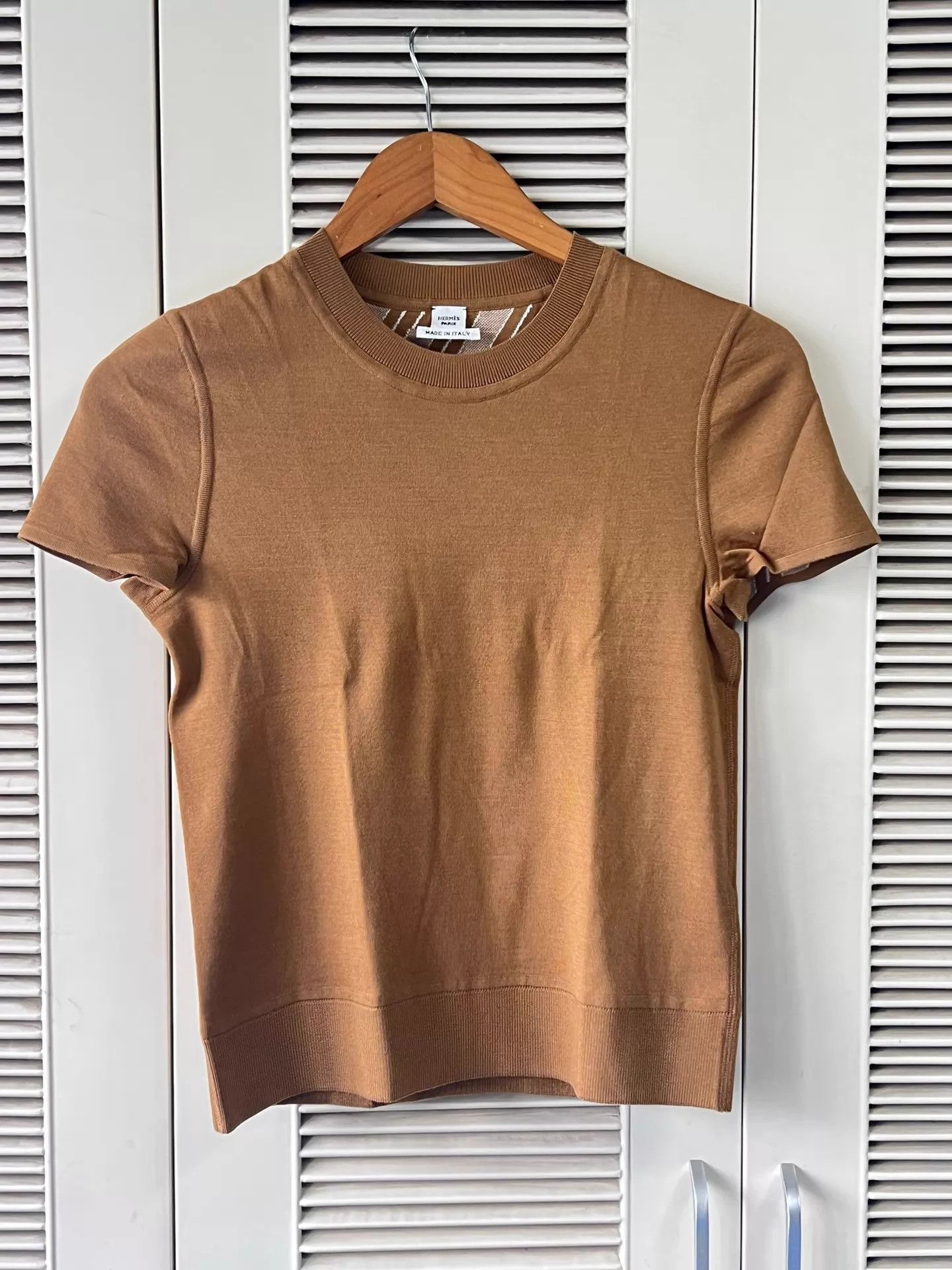 Hermes Hermès short-sleeve knit tee 34 brown mint Size XS / US 0-2 / IT 36-38 - 1 Thumbnail