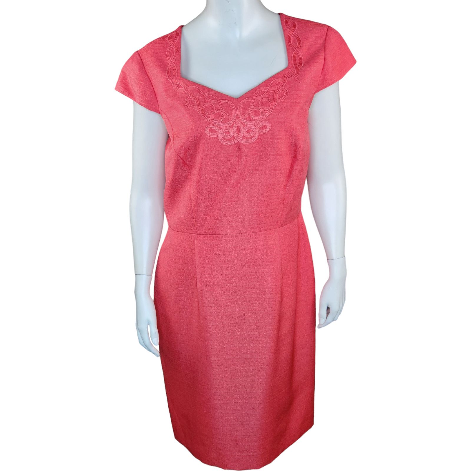 Preston & York Preston & York Womens 8 Coral Sheath Midi Dress Lined Size M / US 6-8 / IT 42-44 - 1 Thumbnail
