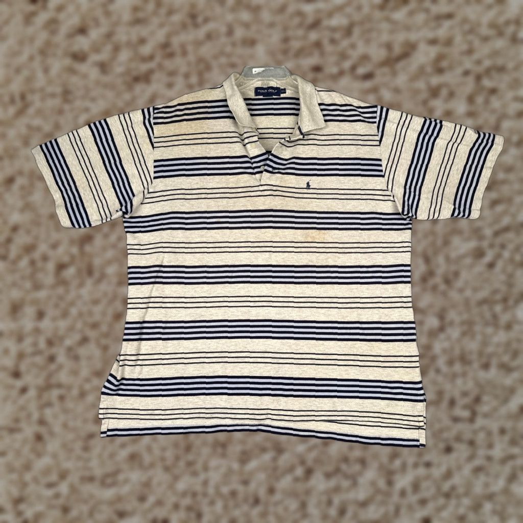 Ralph Lauren VINTAGE Ralph Lauren Polo Golf Shirt Mens 2XL Beige Stripe 100% Cotton Polo Shirt Men 2XL Beige Stripe Polo Golf Size US XXL / EU 58 / 5 - 1 Thumbnail