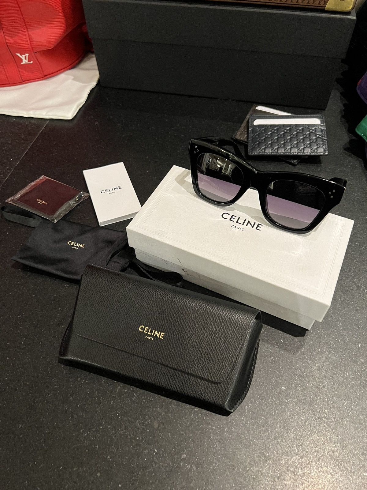 Celine Celine acetate black gold square sunglasses Size ONE SIZE - 10 Thumbnail
