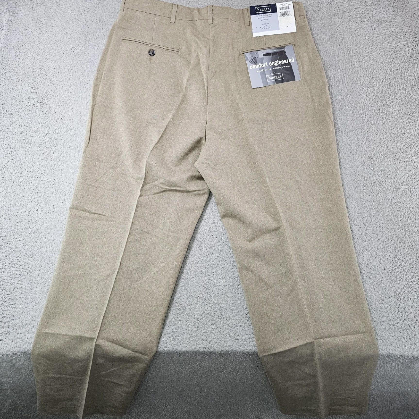 Haggar Haggar Dress Pants Mens 34x29 Beige Stretch Bengaline Flat Front Wrinkle Resistant Classic American Fit Dress Pants Mens 34 Beige Wrinkle Free Size US 34 / EU 50 - 7 Thumbnail