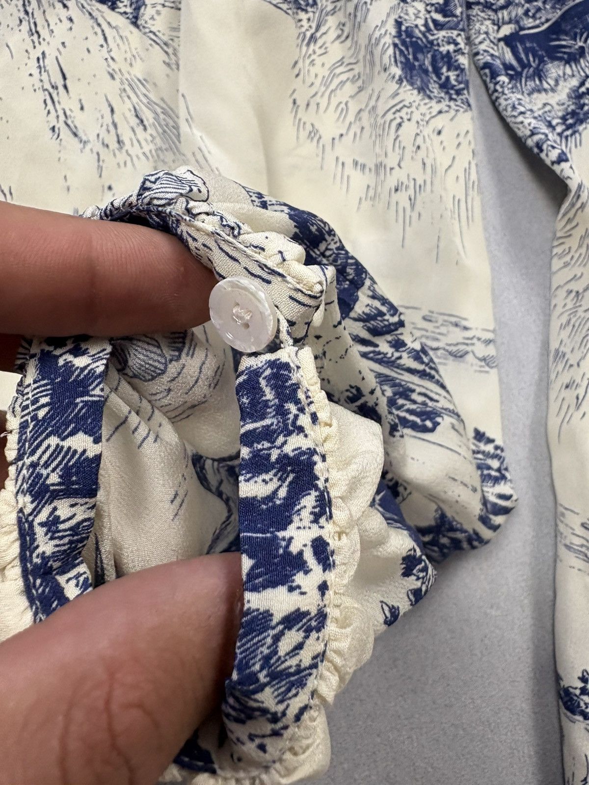 Chloe Arhival Chloé White & Blue Silk Toile Print Dress France 40 Size M / US 6-8 / IT 42-44 - 10 Thumbnail