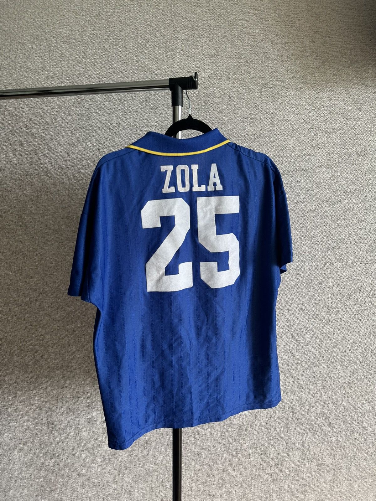 image of 1995/96 Umbro Chelsea Zola 25 Vintage Home Soccer Jersey in Blue, Men's (Size Large)
