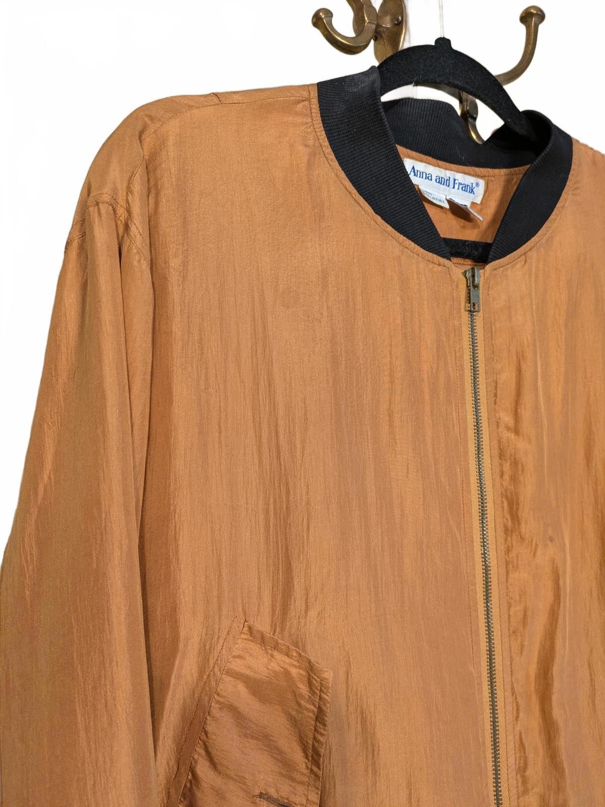 Other Vintage 80s Anna & Frank 100% Silk Orange Bomber Jacket EUC Size M / US 6-8 / IT 42-44 - 4 Thumbnail