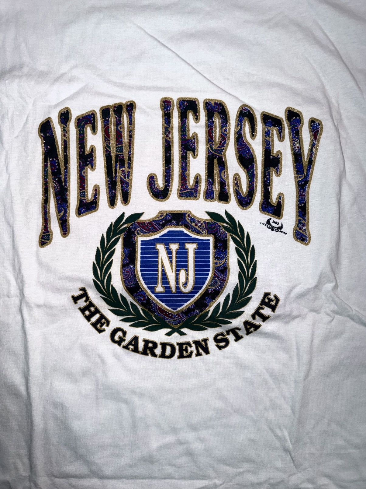 Vintage Vintage 90s New Jersey Graphic T-Shirt Oversized 1993 Size US XXL / EU 58 / 5 - 2 Thumbnail