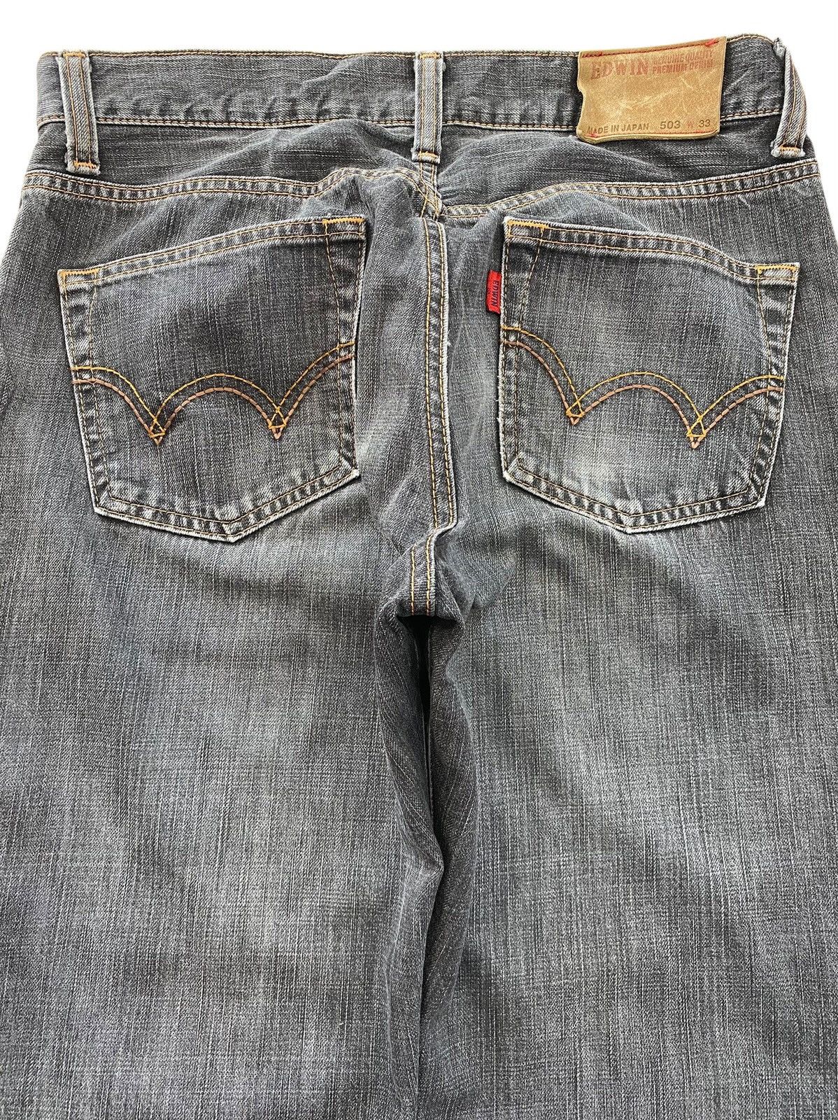 Edwin Edwin 503 Faded Blue Wash Patchwork Straight Leg Jeans Size US 32 / EU 48 - 4 Thumbnail