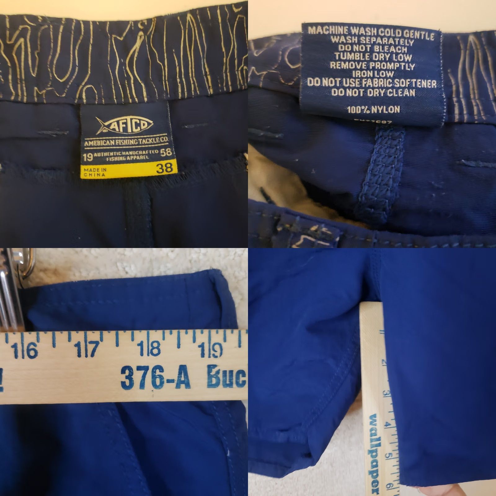 Vintage AFTCO Shorts Mens Cargo 38 Inseam 6" Blue Nylon Elastic Waist Pockets Quick Dry Casual Spring Summer Fall Beach Outdoor Mens Size US 38 / EU 54 - 9 Thumbnail