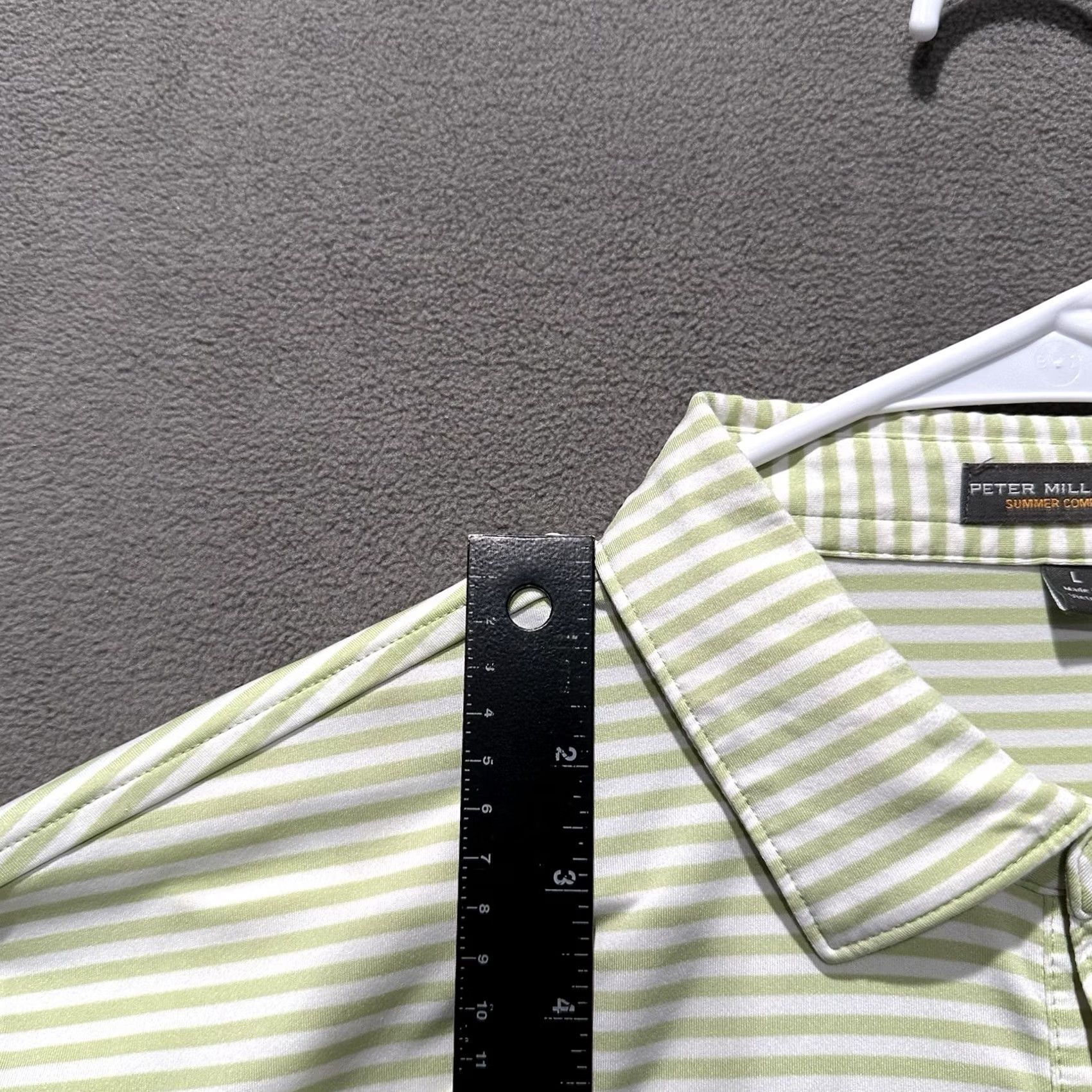 Peter Millar Peter Millar Polo Shirt Mens Large Green White Striped Golf Summer Comfort EUC Size US L / EU 52-54 / 3 - 7 Thumbnail