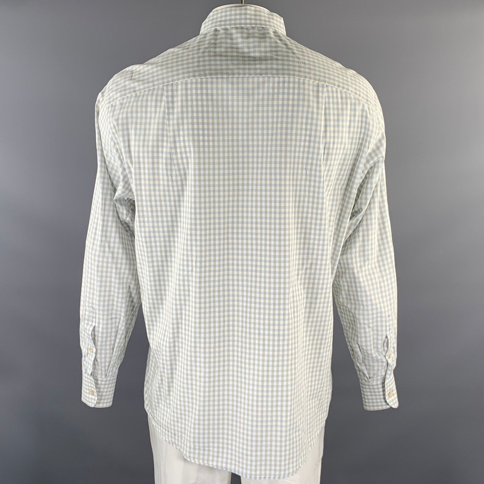 Ermenegildo Zegna ERMENEGILDO ZEGNA XXL White Blue Green Gingham Shirt Size US XXL / EU 58 / 5 - 4 Thumbnail